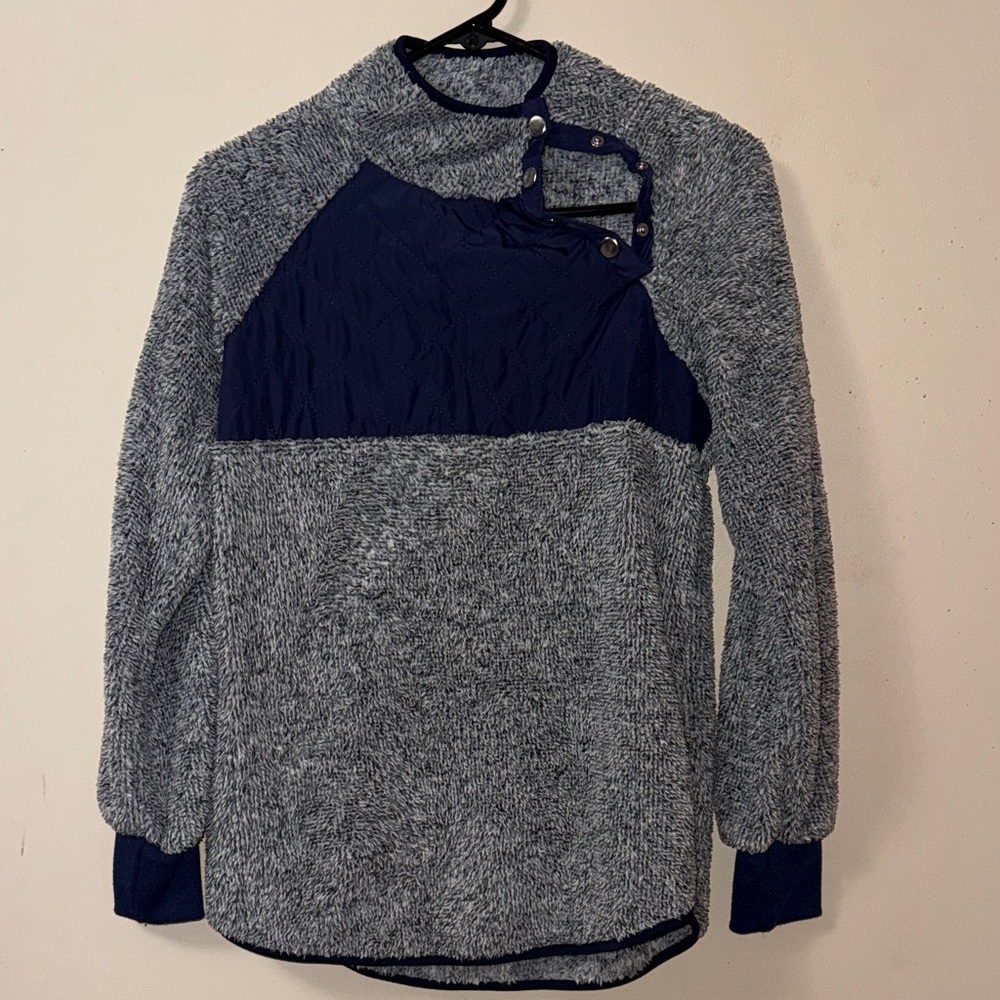 Cozy Blue and Gray Pullover Sweater